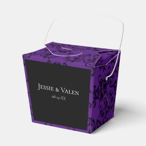 Purple  Black Swirl Gothic Wedding Favor Boxes