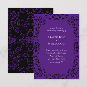 Purple & Black Swirl Gothic Wedding Invitation