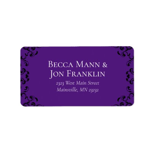 Purple  Black Swirl Gothic Wedding Label