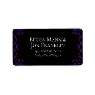 Purple & Black Swirl Gothic Wedding Label