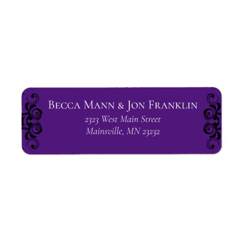 Purple  Black Swirl Gothic Wedding Label