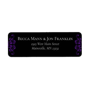 Purple & Black Swirl Gothic Wedding Label