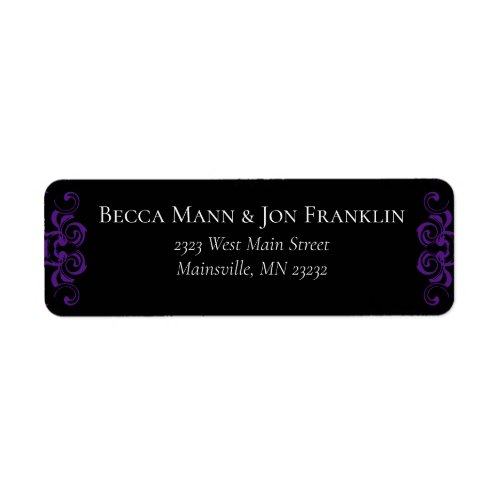 Purple  Black Swirl Gothic Wedding Label