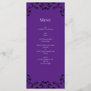 Purple Black Swirl Gothic Wedding Menu