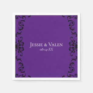 Purple & Black Swirl Gothic Wedding Napkins