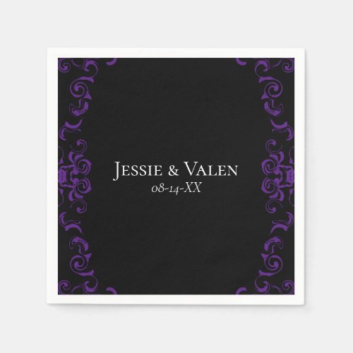 Purple  Black Swirl Gothic Wedding Napkins