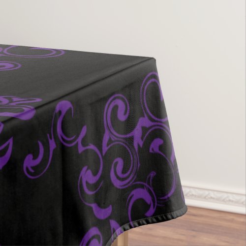 Purple  Black Swirl Gothic Wedding Tablecloth