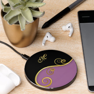 Purple-black Swirl w/out Initial(s)  Wireless Charger