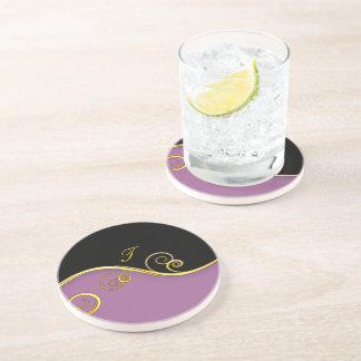 Purple-black Swirl with Initial Coaster