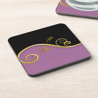 Purple-black Swirl with Initial Drink Coaster