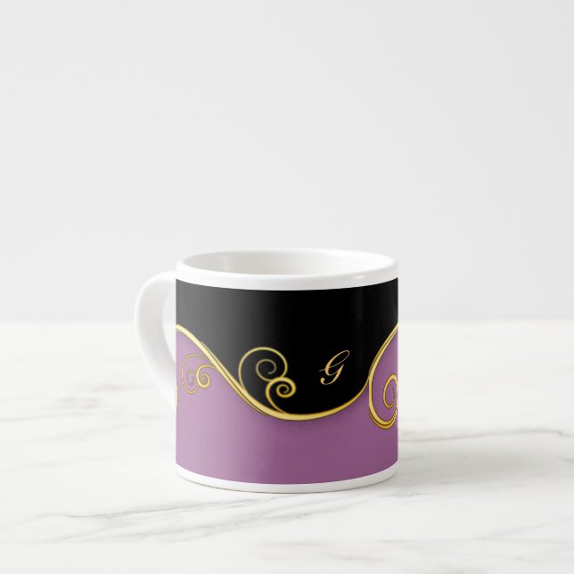Purple-black Swirl with Initial Espresso Cup (Front Left)