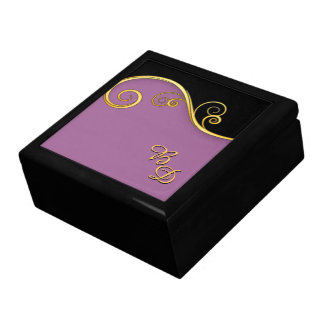 Purple-black Swirl with Initials Gift Box