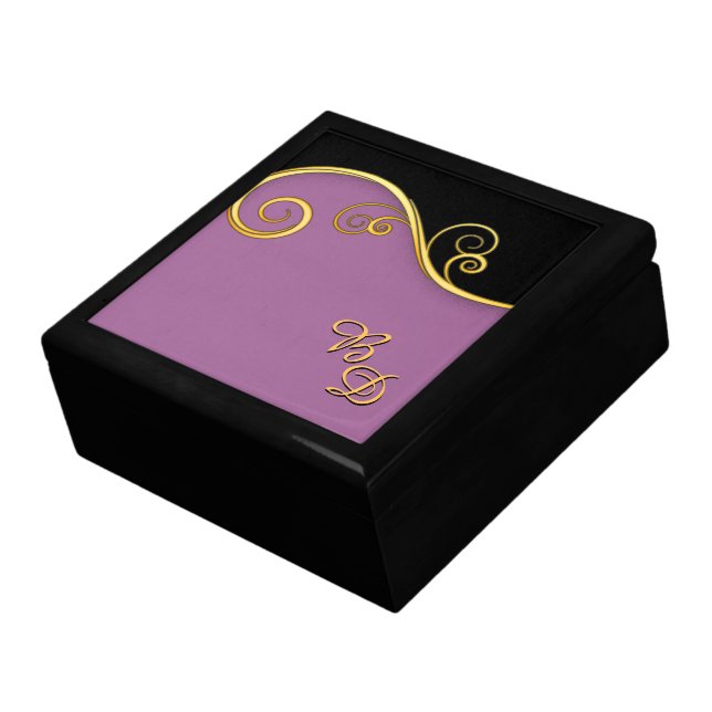Purple-black Swirl with Initials Gift Box (Side)