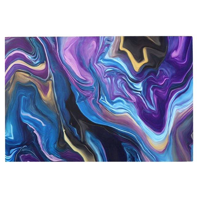 Purple Black Swirls Paint Pour Art (Front)