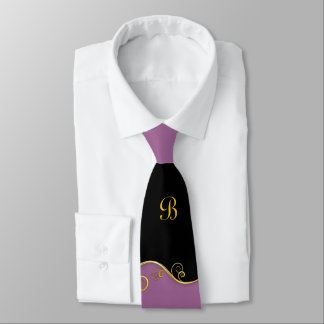 Purple-black Swirls with (or without) Monogram Neck Tie