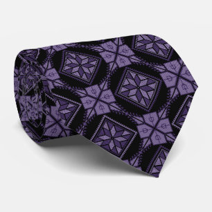 Purple & Black Tatreez Henna Thobe Pattern Neck Tie