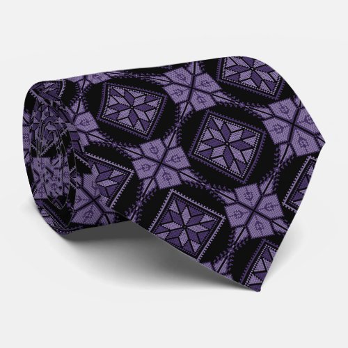 Purple  Black Tatreez Henna Thobe Pattern Neck Tie