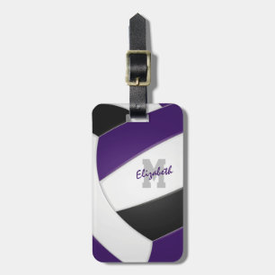 purple black team colors gifts girls volleyball luggage tag