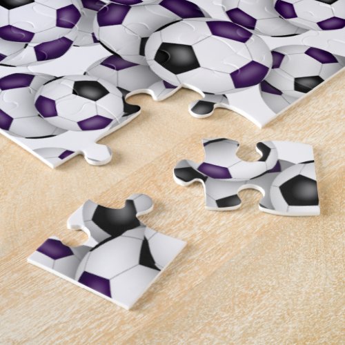 purple black team colors girls boys soccer jigsaw puzzle