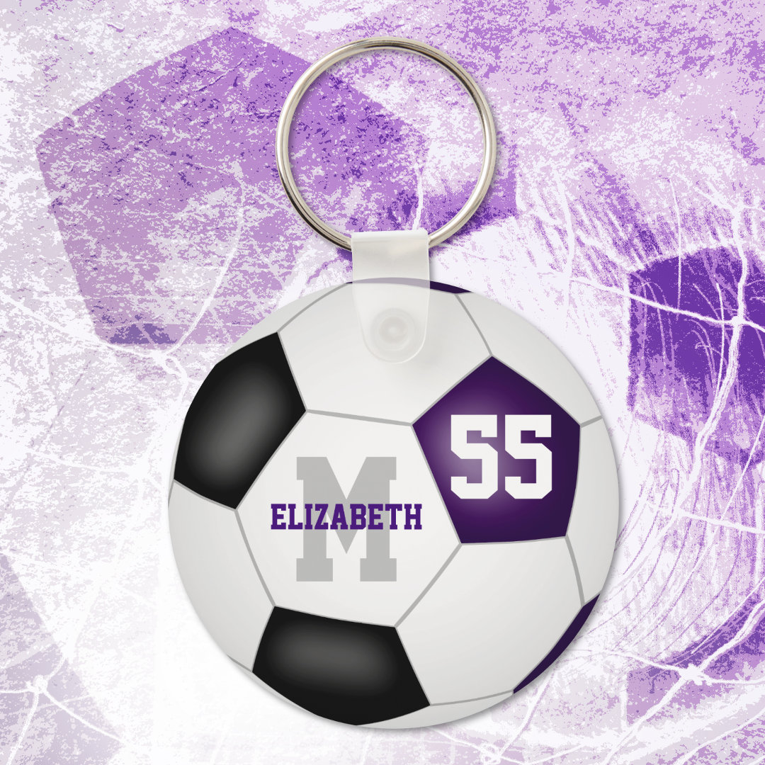 purple black team colors girls boys sports soccer  keychain