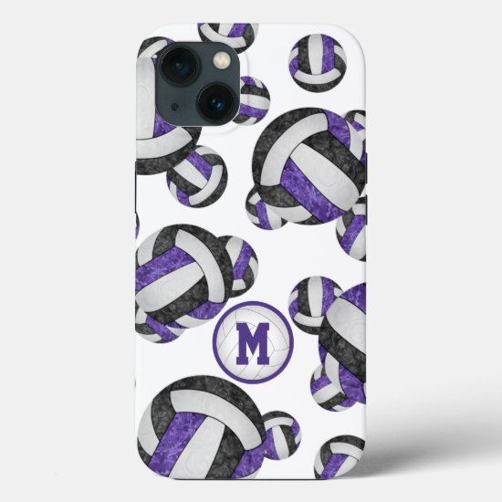 purple black team colors girls volleyball iPhone 13 case