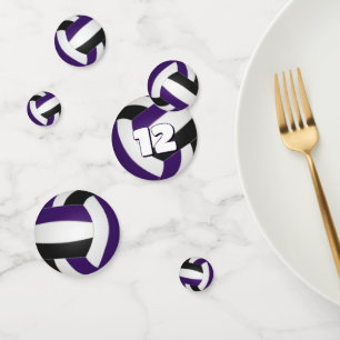 purple black team colors kids volleyball party confetti