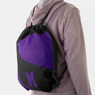 purple black school colors boys girls basketball drawstring bag