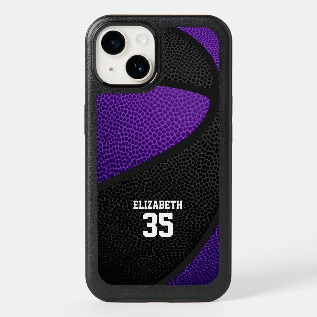 purple black team colors personalized basketball OtterBox iPhone case