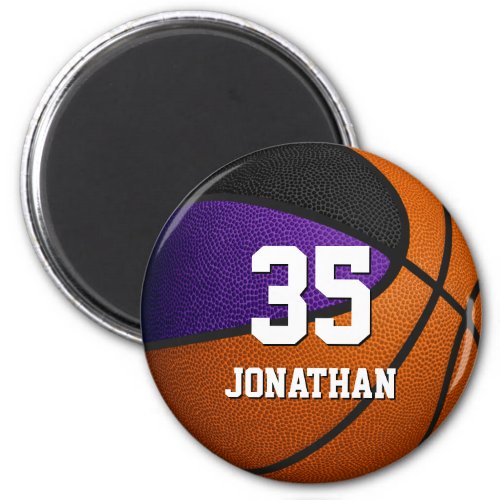 purple black team colors realistic basketball magnet