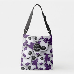 purple black team colors soccer coach crossbody bag