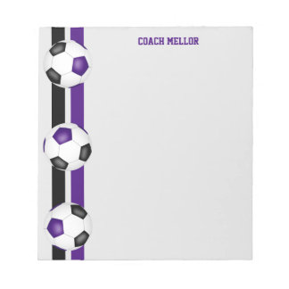 purple black team colors soccer coach custom notepad