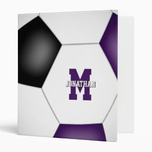purple black team colors soccer player gifts 3 ring binder