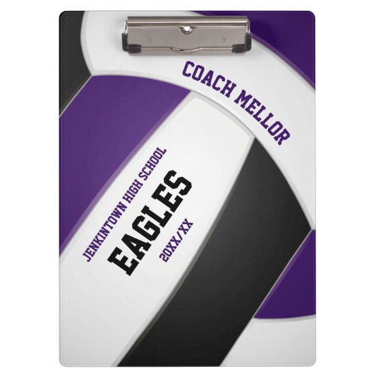 purple black team colors volleyball coach clipboard