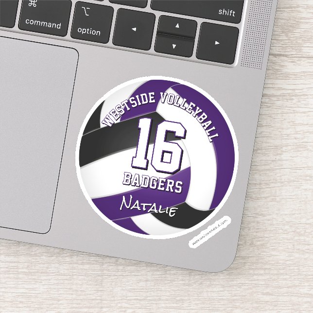 purple black team colors volleyball player sticker (Detail)