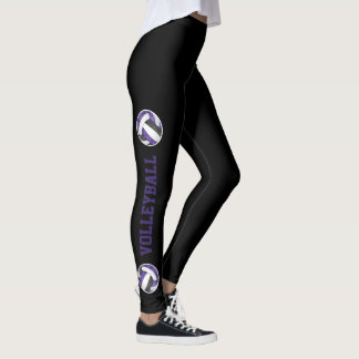 Purple black team colors volleyballs w text up leg leggings