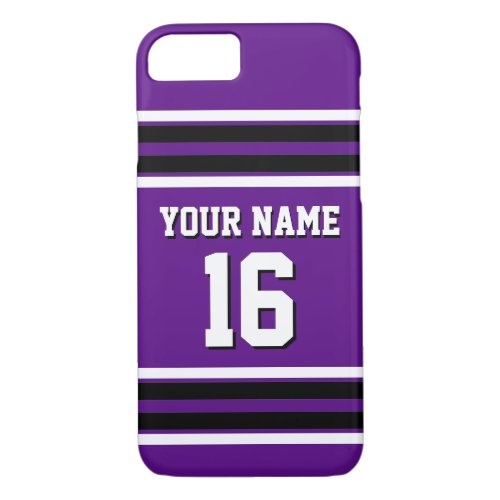 Purple Black Team Jersey Custom Number Name iPhone 87 Case