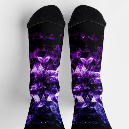 Purple Black Triangle Geometric Smoky Abstract Socks