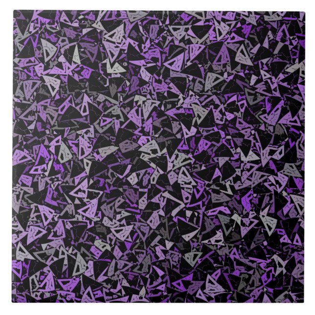 Purple Black Triangle Pattern Ceramic Tile (Front)