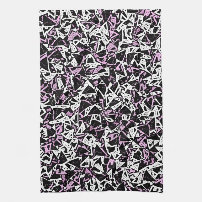 Purple Black Triangle Pattern Kitchen Towel (Vertical)