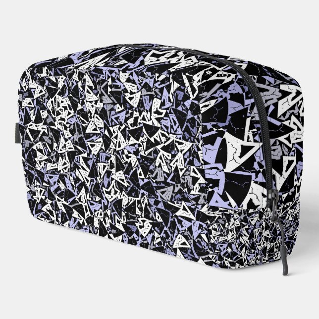 Purple Black Triangle Pattern Toiletry Bag (Right Corner)