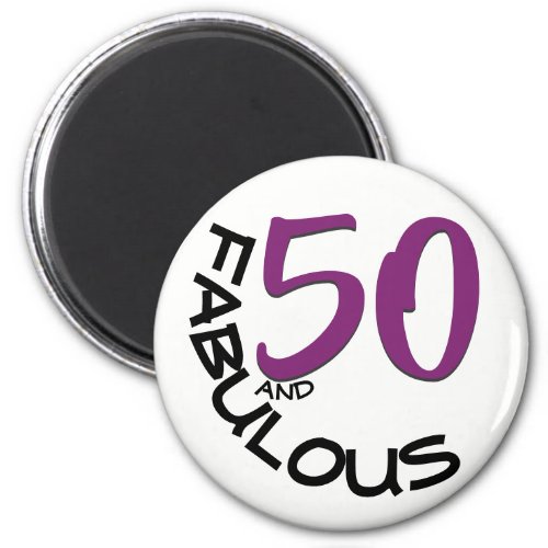 Purple  Black Typography  50th Birthday Magnet