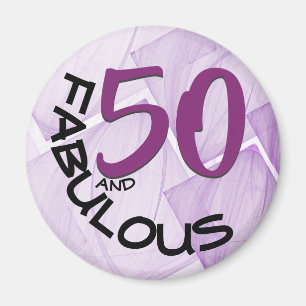 Purple & Black Typography 50th Birthday Magnet