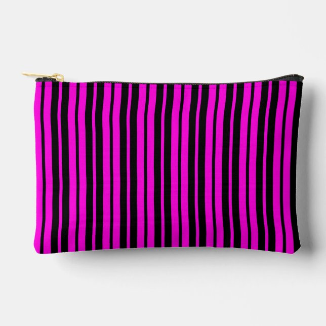 Purple Black Vertical Stripes Pattern Design Accessory Pouch (Front)