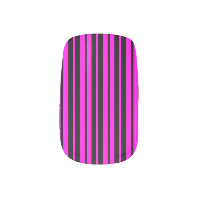 Purple Black Vertical Stripes Pattern Design Minx Nail Art (Left Thumb)