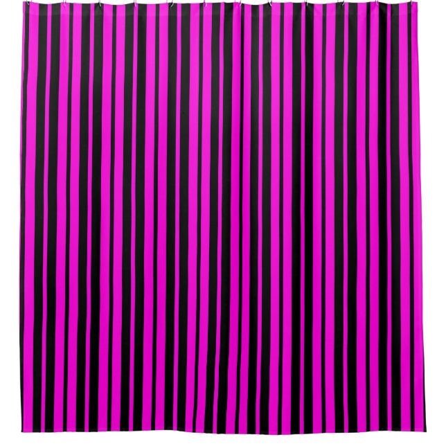 Purple Black Vertical Stripes Pattern Design Shower Curtain (Front)