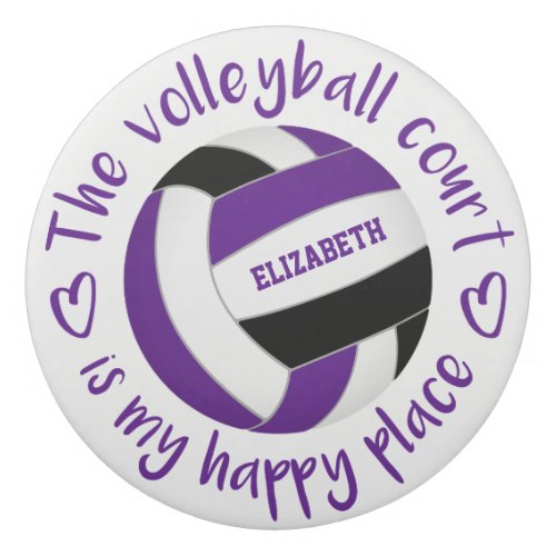 purple black volleyball court my happy place eraser