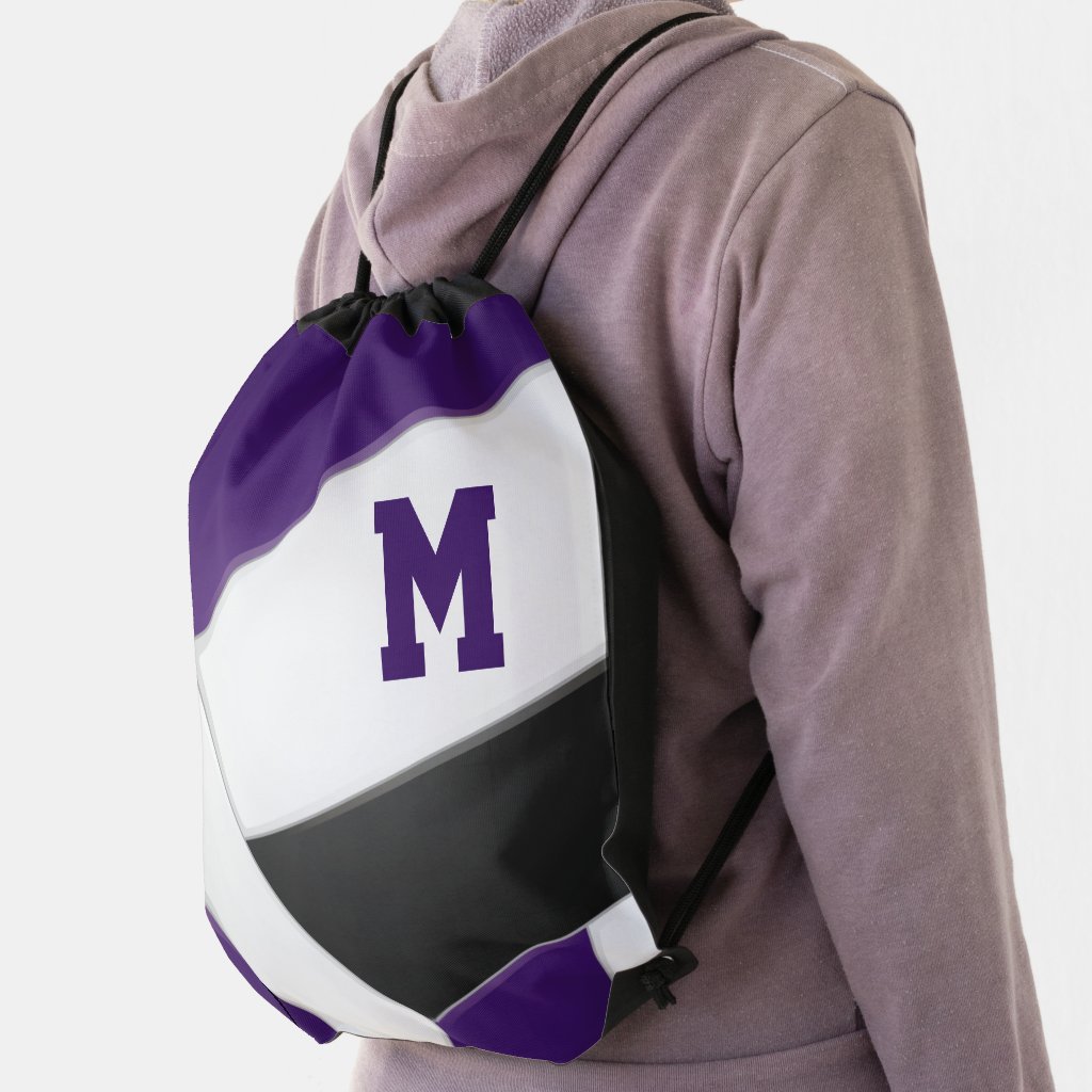 purple black volleyball team colors boys girls drawstring bag