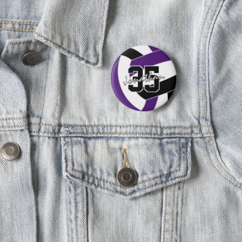 purple black volleyball team colors button