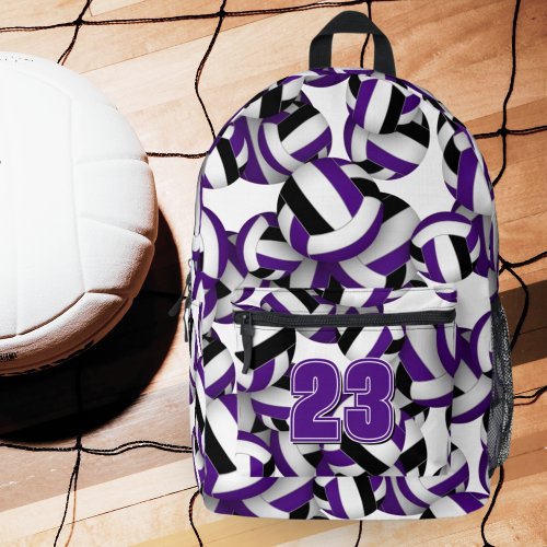 volleyball athlete name purple black team colors backpack