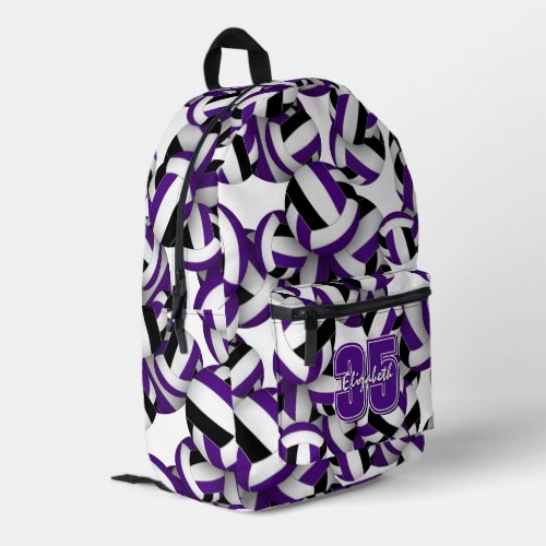 purple black volleyball team colors custom  printed backpack